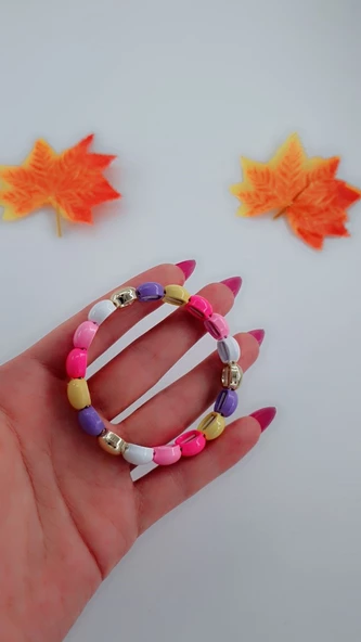 Kadın Lastikli Tasarım Karışık Renkli Bileklik - Resim 2
