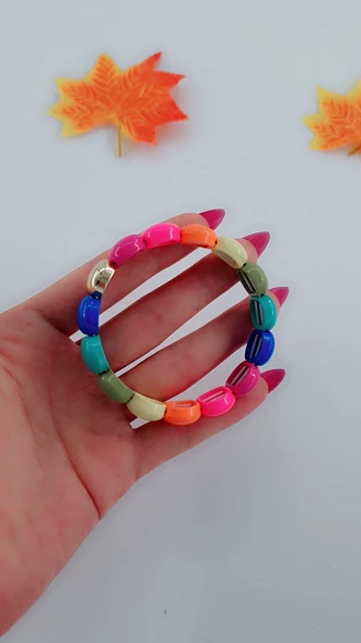 Kadın  Lastikli Tasarım Karışık Renkli  Bileklik - Resim 5