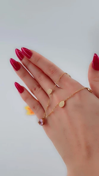 Kadın Gold Renk Damla Çelik Kolye - Resim 2