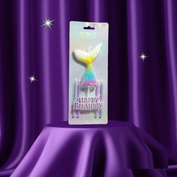 VIP FULL SET RENKLİ DENİZ KIZI TEMALI PASTA MUMU DENİZ KIZI PASTA MUMU DENİZ KIZI DOĞUM GÜNÜ MUMU ürün görseli