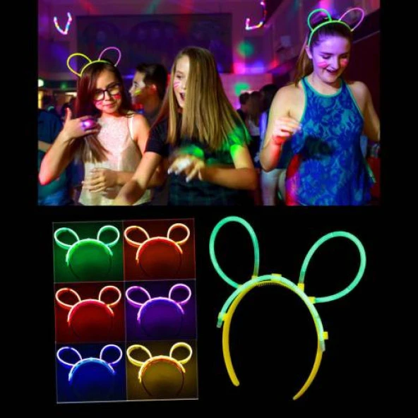 Glow Stick Taç Fosforlu Taç Karışık Renk 12 Adet (4401)