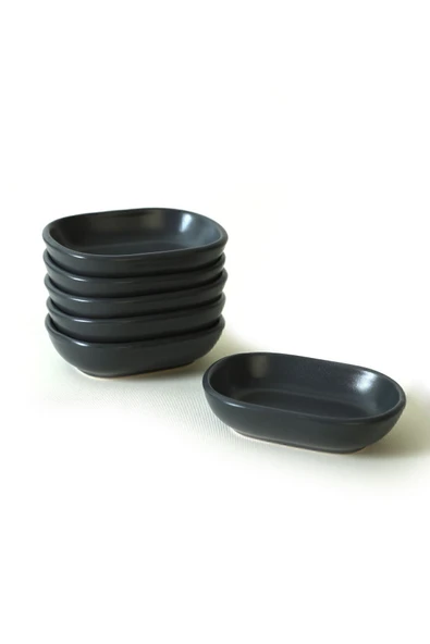 Keramika Mat Koyu Gri Noyan Çerezlik 11 Cm 6 Adet 627 - 2