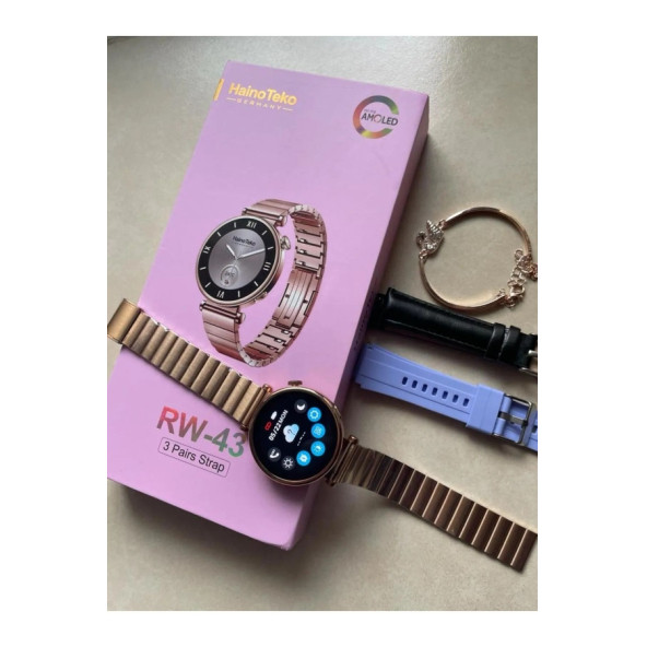 Haino Teko Germany RW-43 Amoled Ekran 3 Kordon Bileklik Hediyeli Kadın Akıllı Saat