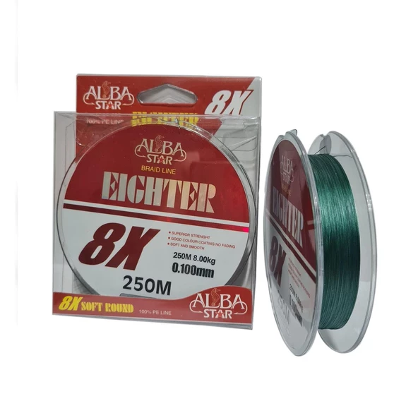 Albastar Eighter 8x 250m Yeşil İp Misina  0.14mm / 16.6kg