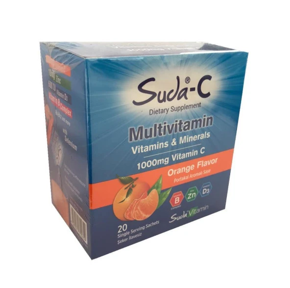 Suda-C Multivitamin 1000 mg Vitamin C Portakal Aromalı 20 Saşe