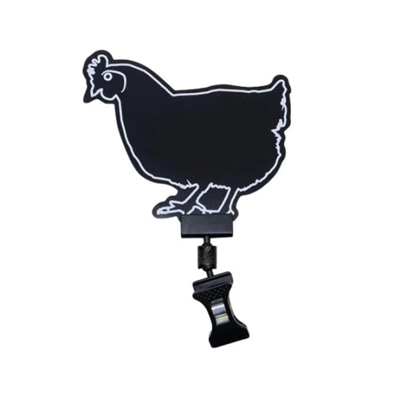 Mini Mandallı Siyah PVC Yaz-Sil Tavuk Figürlü Şarküteri Fiyat Etiketi 5,5x10,5 cm 10'lu Pk
