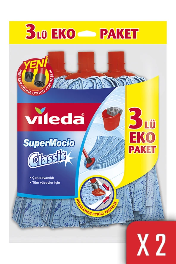 VİLEDA 3LÜ SUPERMOCİO KLASİK YEDEK PASPAS 2Lİ PAKET