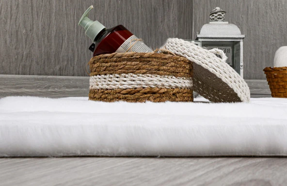 Dekoratif Tavşan Tüyü Ultra Yumuşak Peluş Kaymaz Halı Yolluk - 4