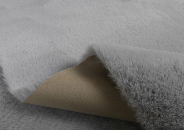 Dekoratif Tavşan Tüyü Ultra Yumuşak Peluş Kaymaz Halı Yolluk - 8