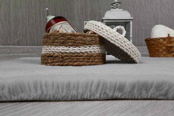 Dekoratif Tavşan Tüyü Ultra Yumuşak Peluş Kaymaz Halı Yolluk - 10