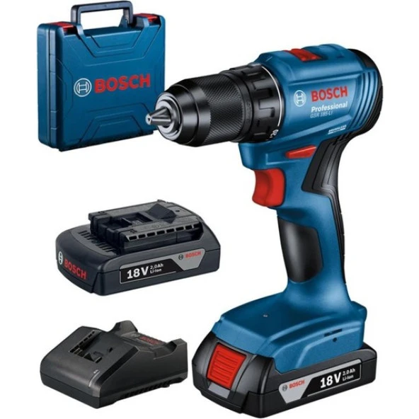 Bosch Professional GSR 185 LI Çantalı Çift Akülü  Delme Vidalama Makinası 2x2.Ah-06019K3000