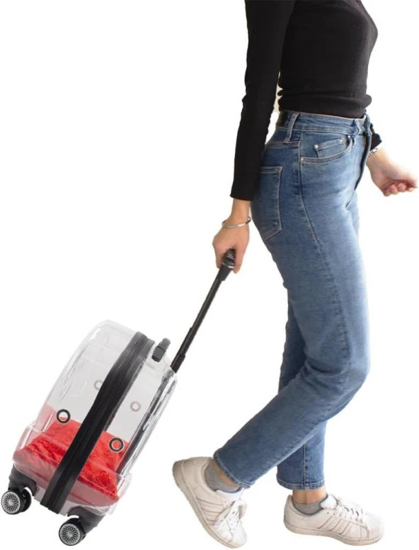 Lepus WHEEL BAG 4 Teker Kedi ve Köpek Valiz 42-45-25cm Şeffaf - 5