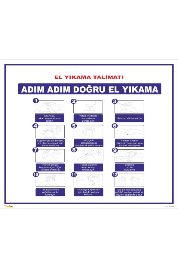 El Yıkama Talimatı Tlm 029 50x60 Cm Sticker