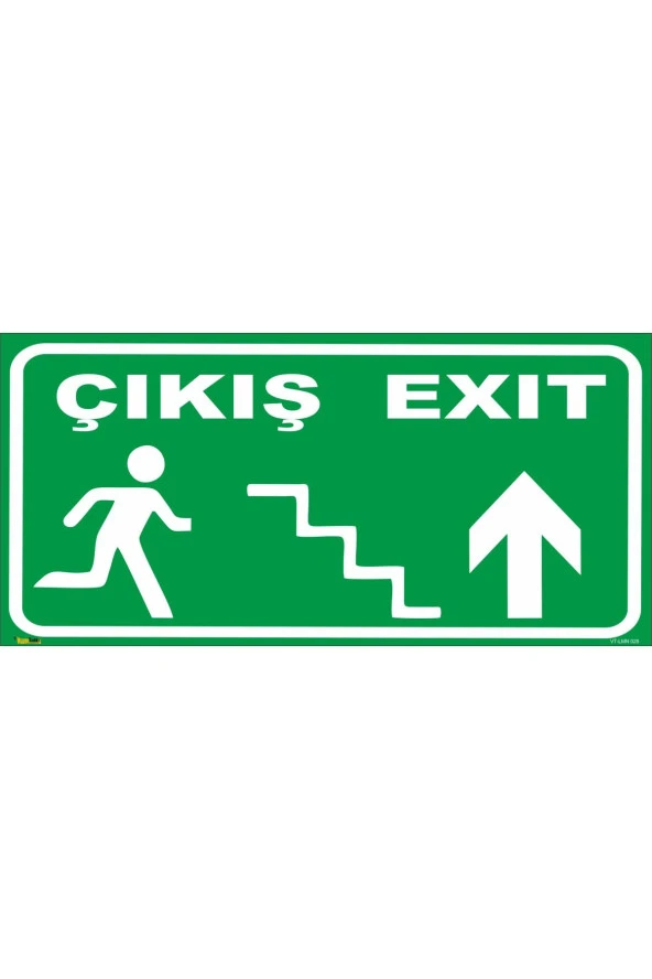Çıkış Exıt (YUKARI YÖN MERDİVEN) Levhası Levha (FOTOLÜMENLİ) 14x30 Sticker