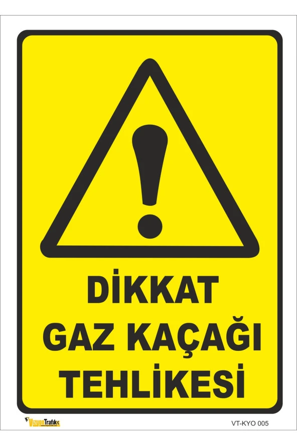 Dikkat Gaz Kaçağı Tehlikesi - Isg Levhası-50x70 Cm Galvaniz Saç 0,4 Mm