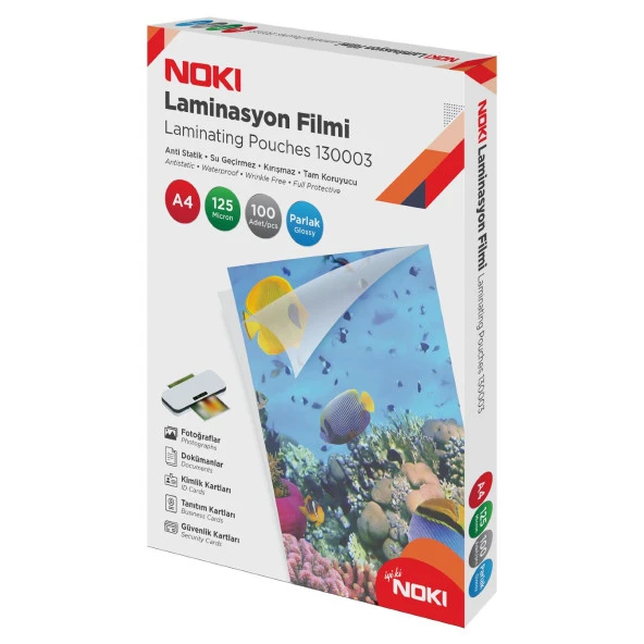 Noki A4 Laminasyon Filmi 125 Mikron 100lü Paket 130003