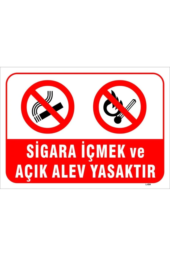 Sigara Içmek Ve Açık Alev Yasaktır Levhası Levha 15x21 Cm Sticker