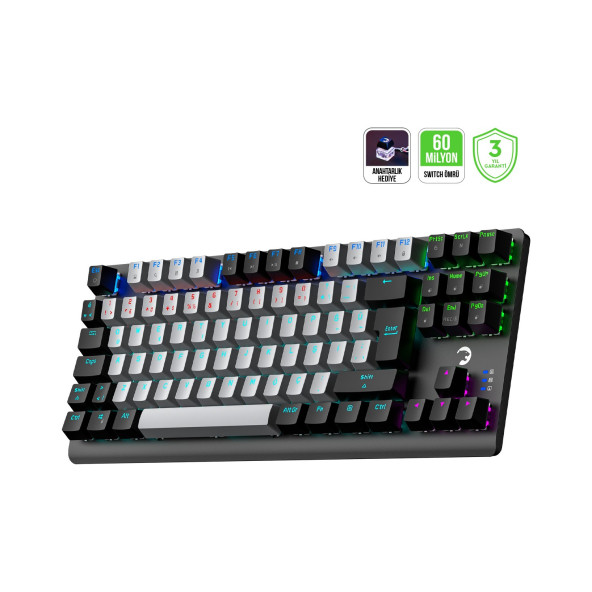 Gamepower Eva 3 60M Mekanik Red Switch Türkçe Q 88 Tuş USB Gaming Klavye - 3 Yıl Garantili - 2