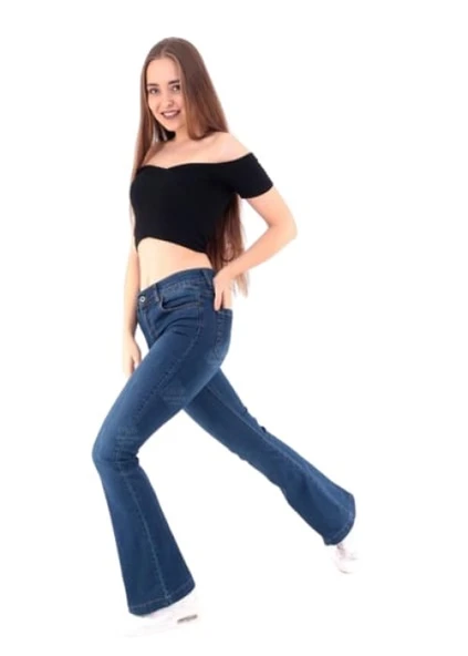 Hacker Sabrina T837-312 Kadın Likralı İspanyol Paça Kot Pantolon - Resim 2