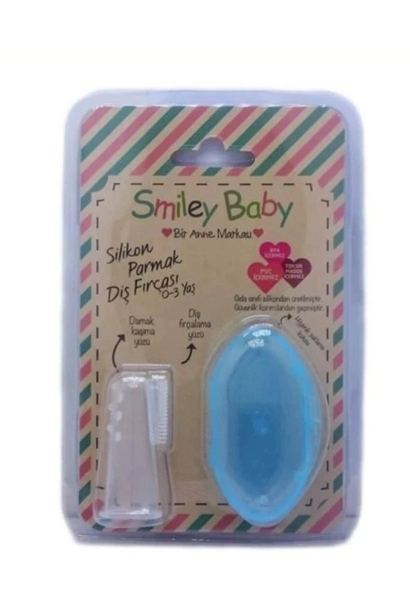 Smiley Baby Mavi Saklama Kaplı Parmak Fırça