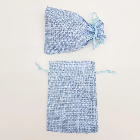 Jüt Keten İpli Çuval Kese Çanta 9x13 Cm. - 5 Adet - 11