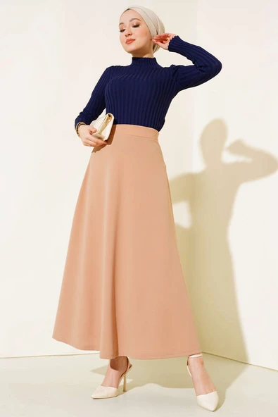 Fitilli Esnek Triko Kazak Lacivert - Resim 2