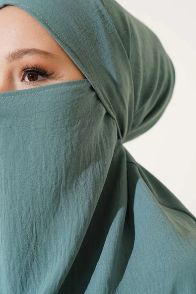 Peçeli Geniş Ferace Çağla Yeşili - 4