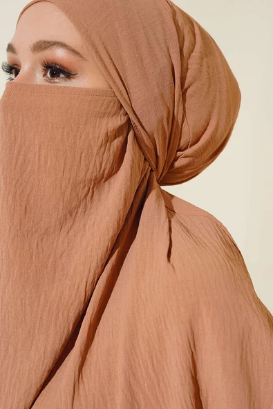 Peçeli Geniş Ferace Camel - 4