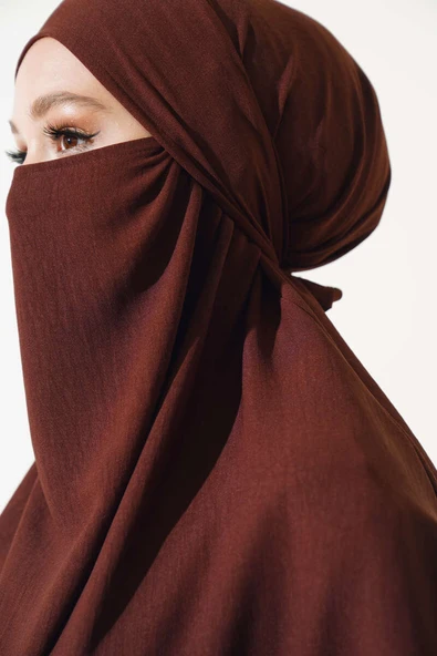 Peçeli Geniş Ferace Kahve - 4