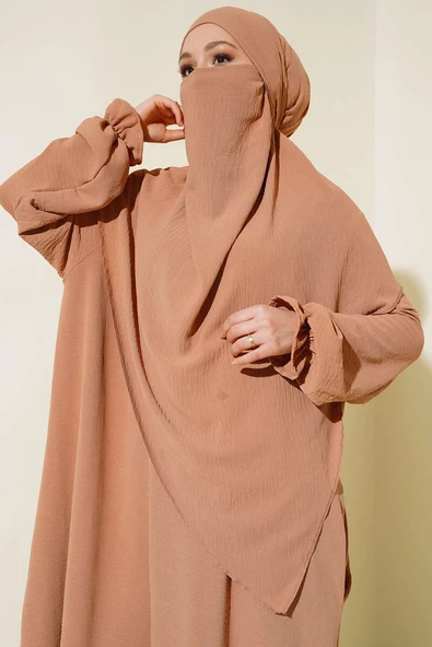 Peçeli Geniş Ferace Camel - 2