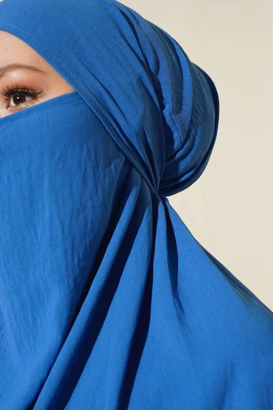 Peçeli Geniş Ferace İndigo - 4