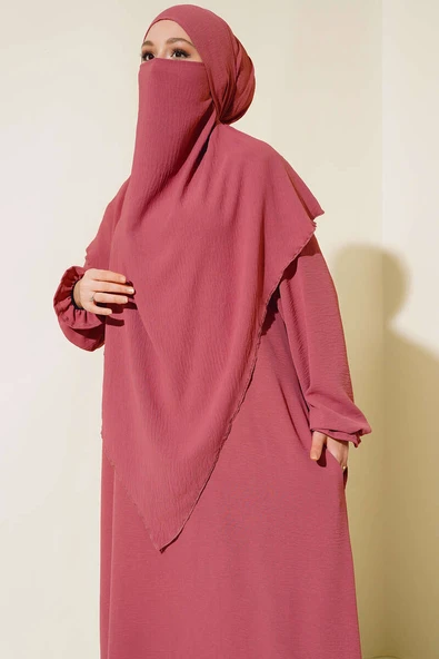 Peçeli Geniş Ferace Gül Kurusu - Resim 2