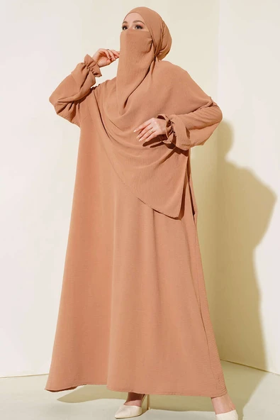 Peçeli Geniş Ferace Camel - 1