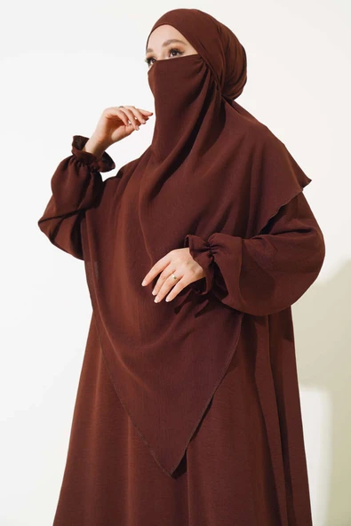 Peçeli Geniş Ferace Kahve - 2