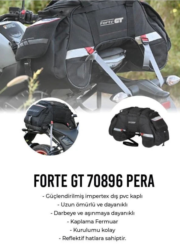 Forte Gt 70896 Pera Motosiklet Arka Çanta Heybe 60 Litre Motosiklet Heybe Çantası - 2