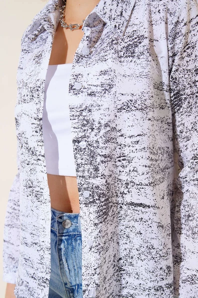 Yaldız Baskılı Gömlek Siyah - 4