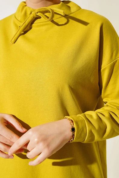 Dik Yaka Tunik Yağ Yeşili - Resim 4