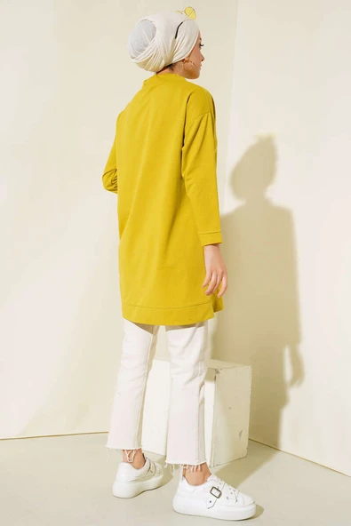 Dik Yaka Tunik Yağ Yeşili - Resim 3