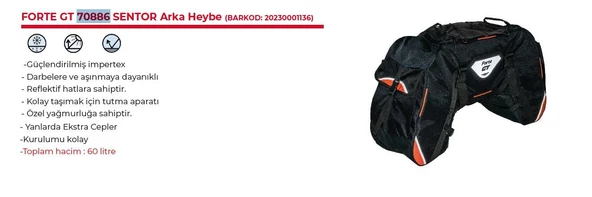 Forte Gt 70886 Sentor Touring Arka Çanta Heybe 60 Litre Motosiklet Çantası - 8