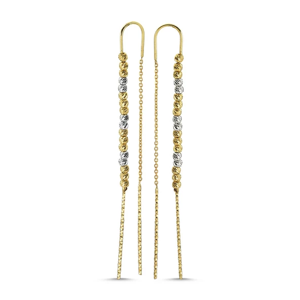 Dorikalı Altın Küpe 14K Sarı ve Beyaz Gold - 1
