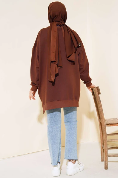 Kot Garnili Cepli Tunik Kahve - Resim 3