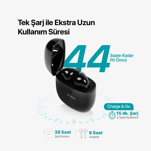 Ttec Dokunmatik Suya Dayanıklı Uzun Şarj Ömürlü Bluetooth 5.1 Bluetooth Kulaklık 60ms Gecikme Derin Bas - 2
