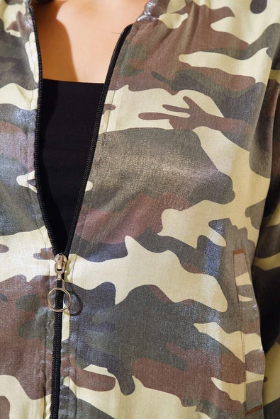 Baskılı Dokuma Ceket Kamuflaj - Resim 4