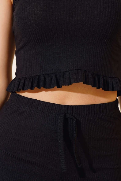 Fırfırlı İkili Takım Siyah - Resim 4