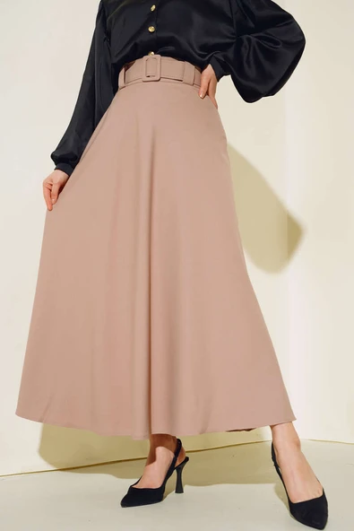 Kloş  Kemerli Etek Vizon - Resim 2