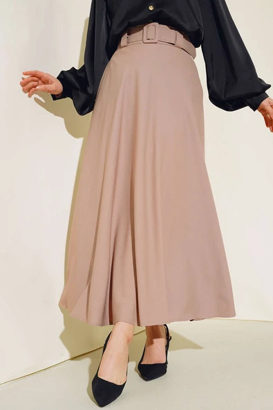 Kloş  Kemerli Etek Vizon ürün görseli 1