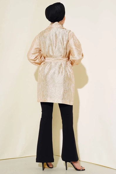 Balon Kol Broşlu Kap Bej - 3