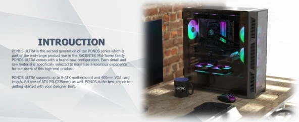 RAIJINTEK PONOS POWER.SIZ KASA Ultra MS4 ATX ARGB FAN MESH RJ-0R20B00226 - Resim 2