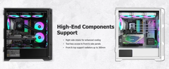 RAIJINTEK PONOS POWER.SIZ KASA Ultra MS4 ATX ARGB FAN MESH RJ-0R20B00226 - Resim 3