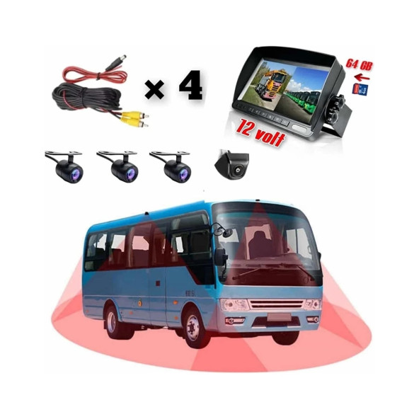 Okul Servis Kamera Sistemi (7 Inç Kayıt Yapabilen Ekran + 4 Kamera Hepsi Bir Arada) - 3